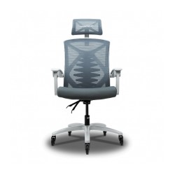 Silla Gamer Munfrost Nova Gris con Blanco | Reclinable | 180KG | Ruedas tipo patin - MFMSIL1W