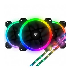 Ventiladores GameFactor FKG400 V2, 3x120mm, incluye 2 Tiras LED ARGB