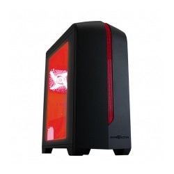 Gabinete GameFactor CSG500-RD | Negro con Rojo | Panel de Acrílico | Micro ATX | 1 Ventilador