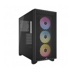 Gabinete Corsair 3000D Airflow RGB | iCUE | Negro | RGB | Cristal Templado | 3 Ventiladores AR120 RGB | ATX - CC-9011255-WW