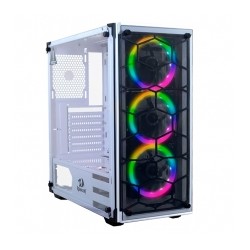 Gabinete Redragon Wheel Jack, Mid Tower, Incluye 3 ventiladores RGB, ATX / Micro-ATX / Mini-ITX , Cristal Templado , Filtro Anti