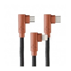 Cable Hune 3 en 1, Lightning, USB-C, Microusb, 1.2m, Corteza - AT-ACC-CA-319-CORTEZA