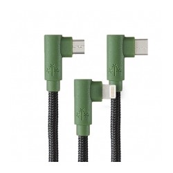 Cable Hune 3 en 1, Lightning, USB-C, Microusb, 1.2m, Bosque - AT-ACC-CA-319-BOSQUE