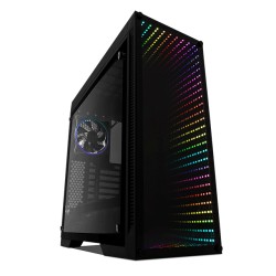 Gabinete GameFactor CSG601 | RGB | Vidrio Templado | Panel frontal Infinity | ATX | 1 Ventilador