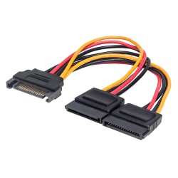 Cable Y de alimentación SATA Manhattan, Macho SATA a Dos Hembras SATA - 354554