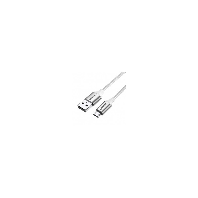 Cable UGREEN USB-A a Micro-USB 1m, Carga Rapida, Nylon Blanco - 60151