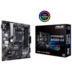 Tarjeta Madre Asus Prime B450M-A II, Micro ATX, AM4, DDR4 4400Mhz OC, M.2, Aura Sync