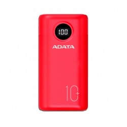 Power Bank Adata P10000QCD Roja, 10000 mAh, Carga rapida, Hasta 3 dispositivos a la vez - AP10000QCD-DGT-CRD