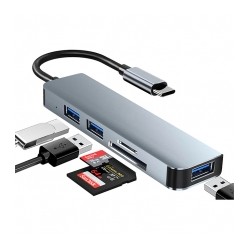 Hub WTDD USB C 5 en 1, Adaptador Multipuerto USB C con 3 Puertos USB 3.0 Lector de Tarjetas SD/Micro SD, Compatible con MacBook 