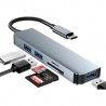 Hub WTDD USB C 5 en 1, Adaptador Multipuerto USB C con 3 Puertos USB 3.0 Lector de Tarjetas SD/Micro SD, Compatible con MacBook 