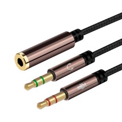 Adaptador NDOOL Mic y Audio Negro, Cable Audio 3.5mm a Doble 3.5mm para los Auriculares de Micrófono y Audifono Separada, PS4, L