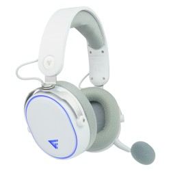 Diadema Gamer GameFactor HSB600 white, inalámbrica, micrófono, triple conectividad, 2.4G, Bluetooth, 3.5mm - HSB600-WH