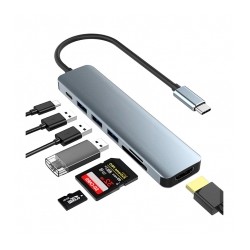 Hub WTDD USB C, 7 en 1 Adaptador Tipo C Multipuertor con 4K HDMI,3 USB Puertos 3.0, USB C 100W PD Carga, Lector de Tarjetas SD/M