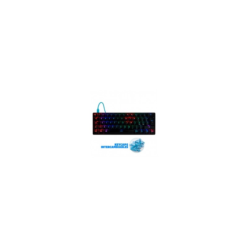 Teclado Gamer Mecanico 60% GameFactor KBG560-BL | Switches Gateron Blue | USB C | RGB | Keycaps Intercambiables
