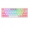 Teclado Gamer Mecánico 60% Redragon Fizz Pro White Pink, Switches Redragon Red, Inalámbrico, USB 2.4Ghz, Bluetooth 5.0, Iluminac