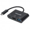 Adaptador Manhattan, HDMI Convertidor USB Tipo-C, USB-C, HDMI, USB-A - 152037