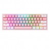 Teclado Gamer Mecánico 60% Redragon Fizz Pro Pink White, Switches Redragon Red, Inalámbrico, USB 2.4Ghz, Bluetooth 5.0, Iluminac