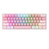 Teclado Gamer Mecánico 60% Redragon Fizz Pro Pink White, Switches Redragon Red, Inalámbrico, USB 2.4Ghz, Bluetooth 5.0, Iluminac