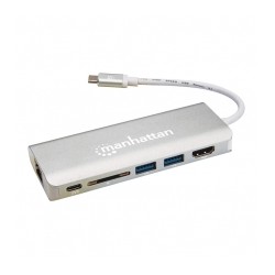 Hub Manhattan, Docking Station, Multiplicador de puertos USB Tipo-C 6 en 1 - 152075