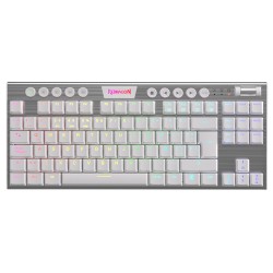 Teclado Gamer Mecánico Redragon Horus TKL Blanco, Switches Red Ultra Low Profile, Inalámbrico, BT/2.4Ghz, Iluminación LED RGB, E